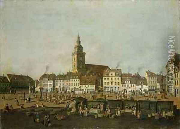 View of the Neue Markt with St Marys Church Berlin Oil Painting - Karl Friedrich Fechhelm