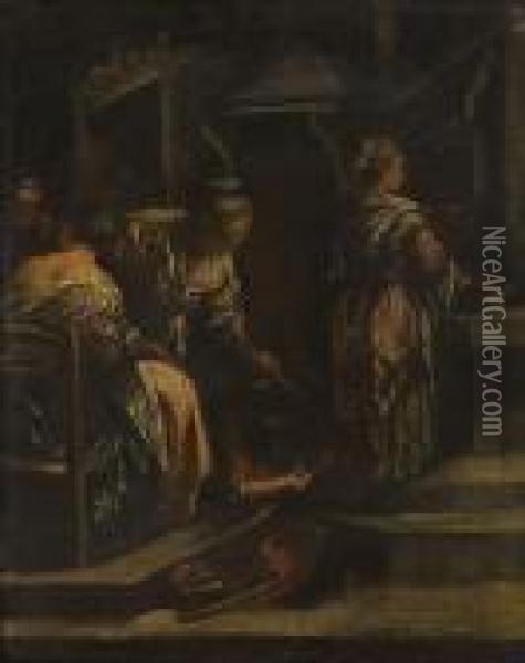 Interno Di Cucina Oil Painting - Jacopo Bassano (Jacopo da Ponte)