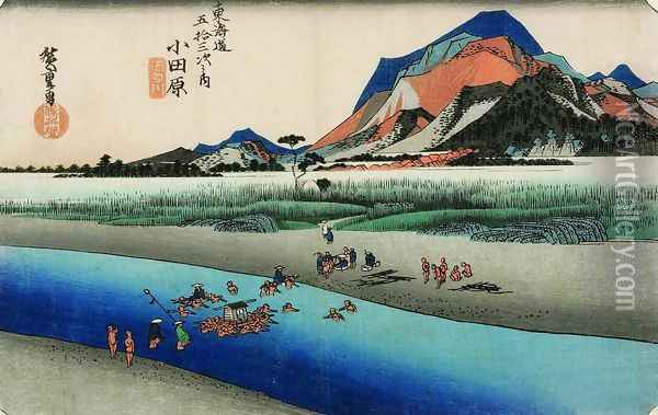 Sakawa River Oil Painting - Utagawa or Ando Hiroshige