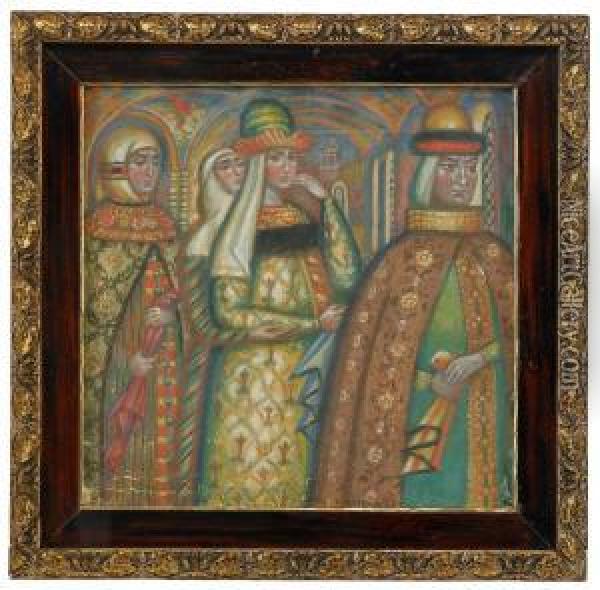 The Ceremonial Appearance Of The Tsarevna Oil Painting - Dimitri Semenovich Stelletsky