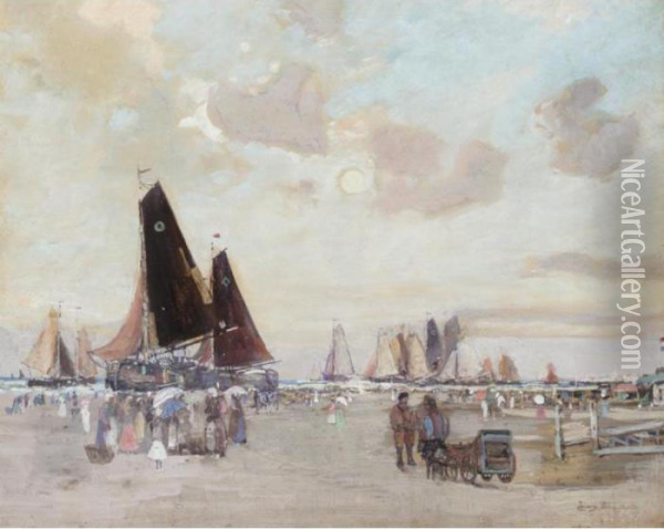 The Return Of The Fishing Fleet Oil Painting - James Kay