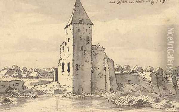 The ruins of Heusden Castle Oil Painting - Valentin Klotz