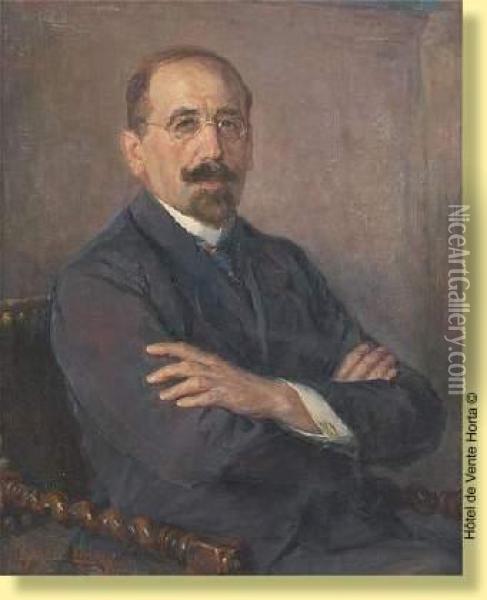 Portrait De Notable Oil Painting - Georges Lemmers