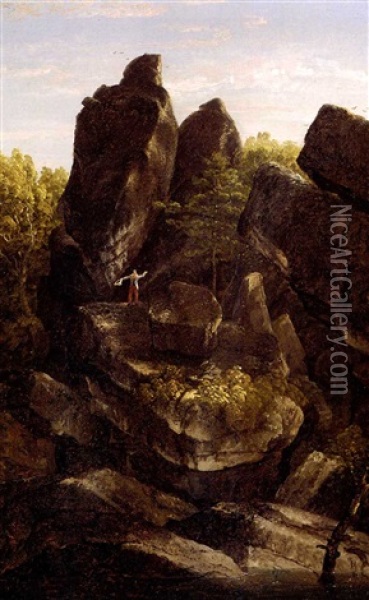 A Rocky Glen Oil Painting - Thomas Cole