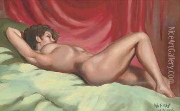 Nude reclining on a couch Oil Painting - Arthur A. Dixon
