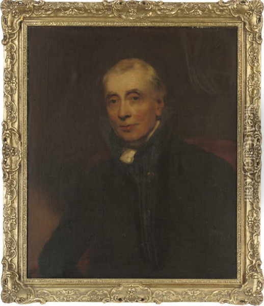 Portrait Of The Reverend Isaac Donnithorn Of Hereford, Half-length,in A Black Coat And White Stock Oil Painting - Henry William Pickersgill