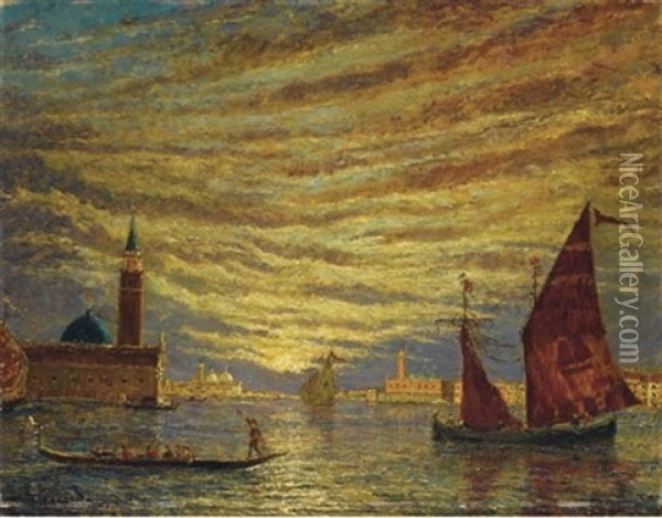 Venise, Coucher Du Soleil Oil Painting - Henry Gerard