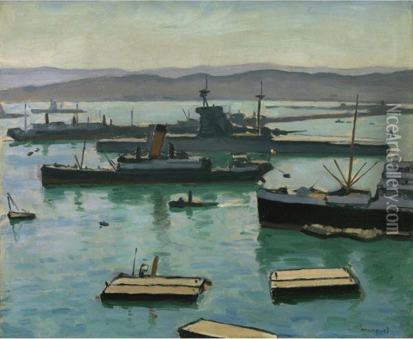 Bateaux Dans Le Port Oil Painting - Albert Marquet