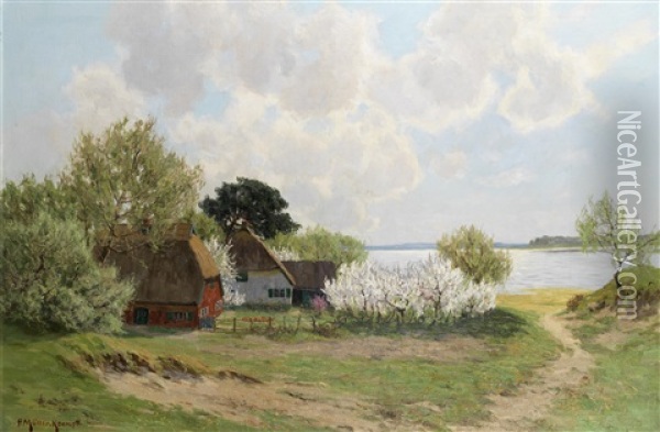 Cottages By A River Oil Painting - Paul Mueller-Kaempff