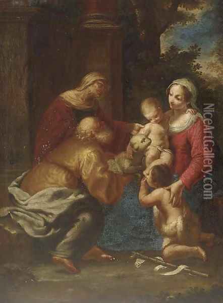 The Holy Family with Saint Elizabeth and the Infant Saint John the Baptist Oil Painting - Giuseppe Maria Crespi