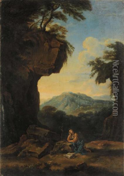 Paesaggio Con Maddalena Oil Painting - Carlo Antonio Tavella