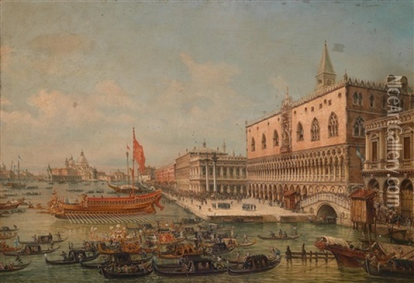 Aufbruch Der Bucentaur Des Dogen Von Venedig Oil Painting - Carlo Grubas
