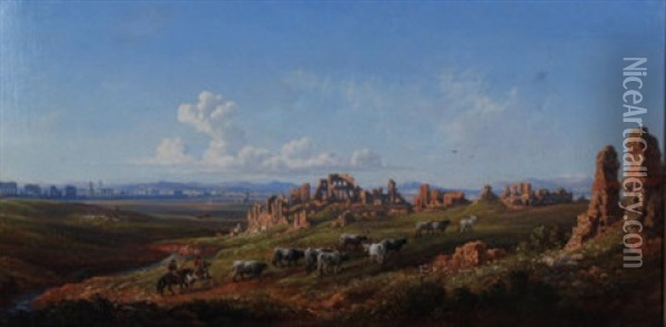 View Near Rome Oil Painting - Arthur John Strutt