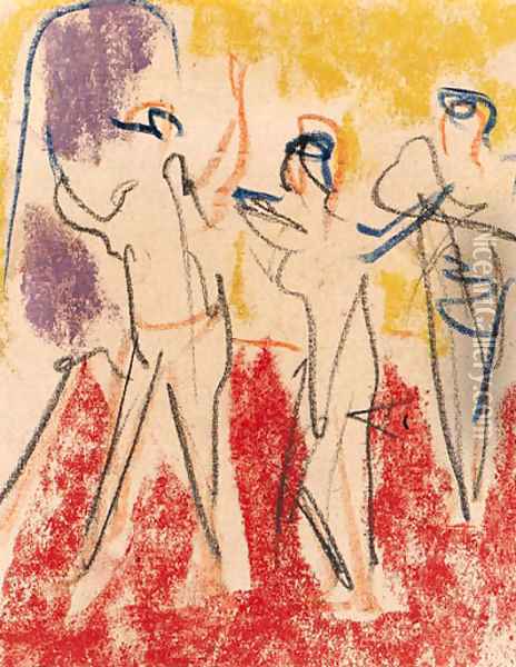 Drei Tanzerinnen Oil Painting - Ernst Ludwig Kirchner