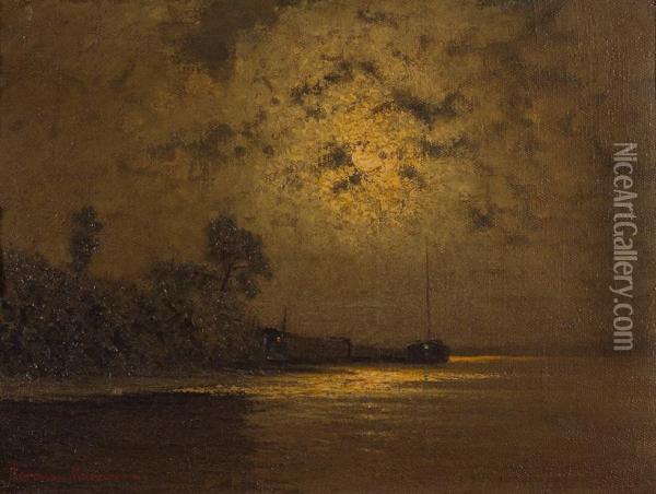 Mondnacht An Der Oder Oil Painting - Ernst Lorenz-Murowana