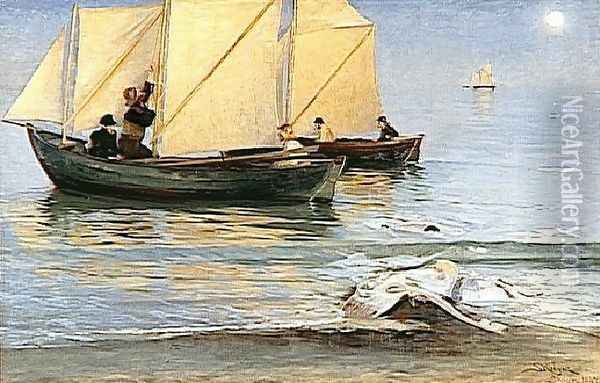 Fishing Boats Oil Painting - Peder Severin Kroyer