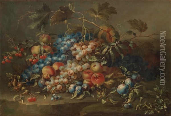 Still Life With Fruits Oil Painting - Jan van Kessel the Elder