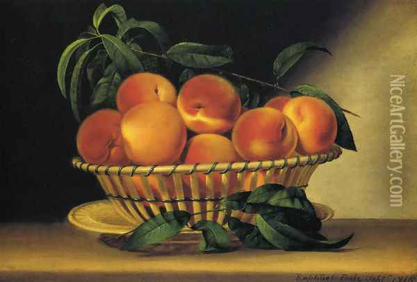Bowl of Peaches 1816 Oil Painting - Raphaelle Peale