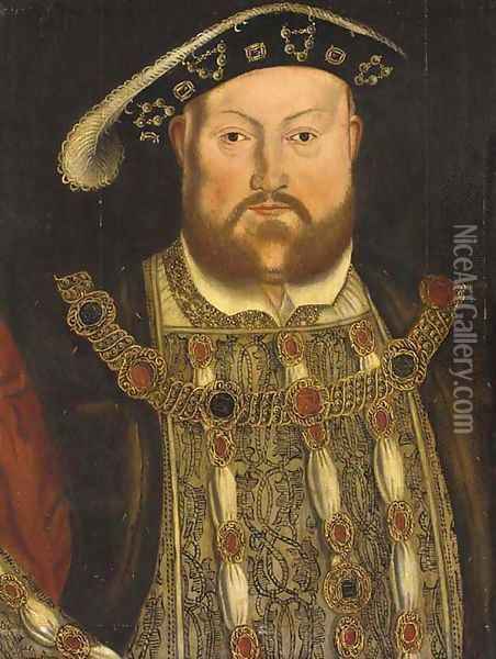 Portrait of Henry VIII (1491-1547), half-length, with a jewelled tunic and chain 2 Oil Painting - Hans Holbein the Younger