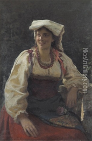 Portratt Av Ung Kvinna Oil Painting - Nikolai Pavlovich Shakhovskoy