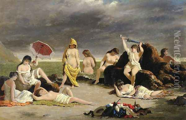 Bathing Beauties on the Hudson Oil Painting - John O'Brien Inman
