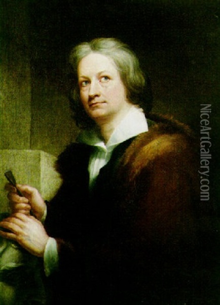 Portrait Of Bertel Thorvaldsen, The Sculptor Oil Painting - John Phillip (Pope) Davis