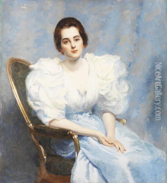 Portrait De Madame Bower Oil Painting - William Morton J. Rice