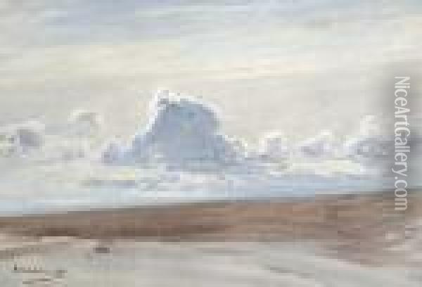 Wolken-formation Uber Weiter Landschaft Oil Painting - Eduard Hildebrandt