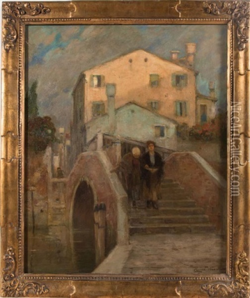 Casa Vianello A Venezia Oil Painting - Cesare Vianello