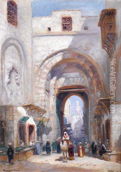 Bazaar Gate, Cairo Oil Painting - Frans Wilhelm Odelmark
