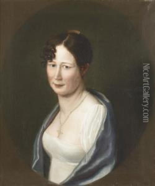 Portrat Einer Eleganten Dame. Oil Painting - Johann Jakob Biedermann