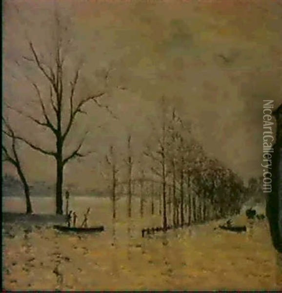 Le Quai De La Rapee - Inondation De Paris Oil Painting - Maxime Maufra