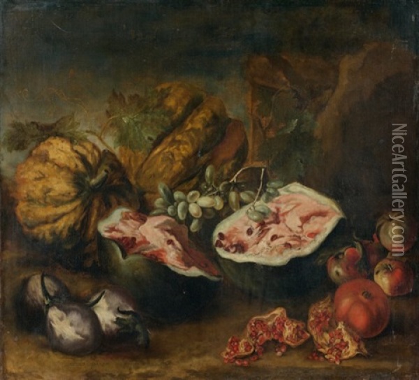 Nature Morte Aux Pasteques Et Aux Coings Oil Painting - Abraham Brueghel