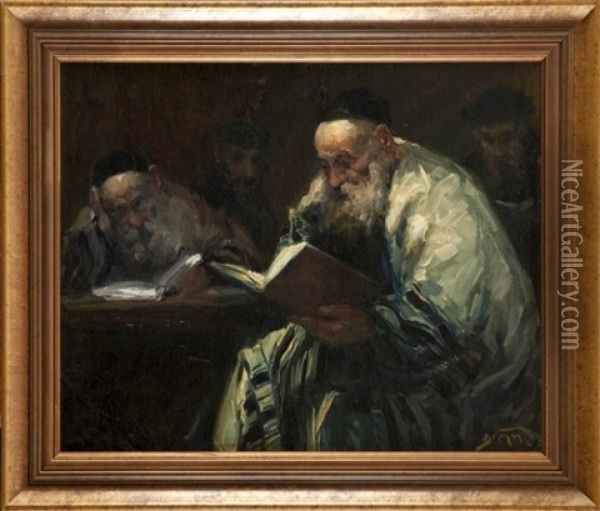 Talmudysci Oil Painting - Adolf Behrmann