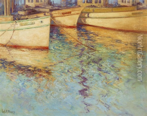 Boats At Dock Oil Painting - William Alexander Sharp