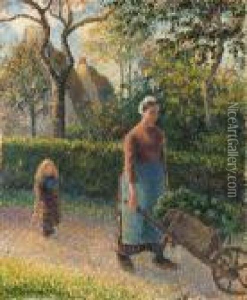 Femme La Brouette Oil Painting - Camille Pissarro
