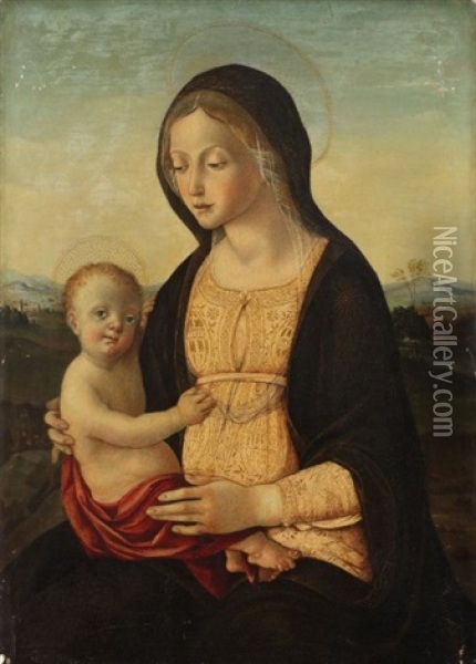 Vierge A L'enfant Oil Painting - Pietro di Francesco degli Orioli