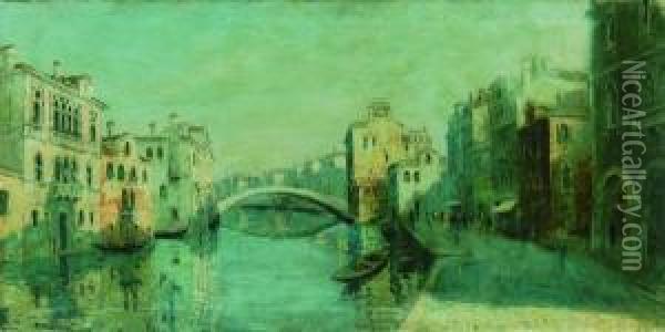 Veduta Di Venezia Oil Painting - Pieretto Bortoluzzi Bianco