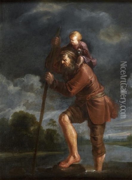 Saint Christophe Oil Painting - Jan van de Venne