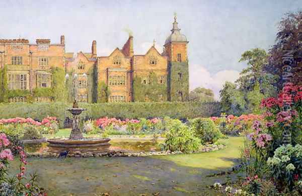West Front and Gardens of Hatfield House, Herts Oil Painting - Ernest Arthur Rowe