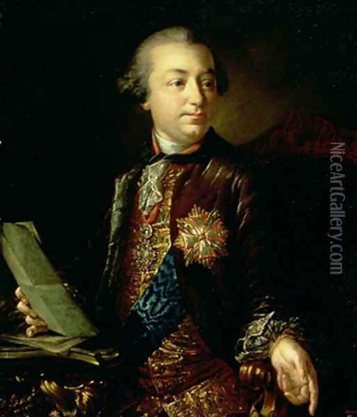 Portrait of Ivan Ivanovich Shuvalov 1727-97 President of the Academy of Arts Oil Painting - Anton Losenko