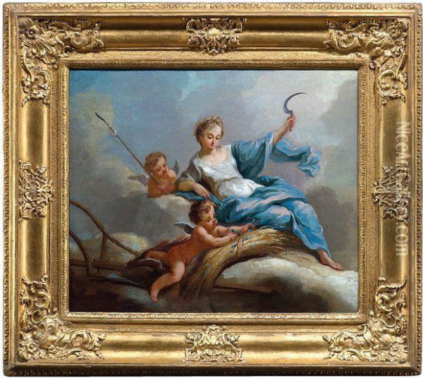 Ceres Umgeben Von Zwei Putti Oil Painting - Johann Heinrich The Elder Tischbein