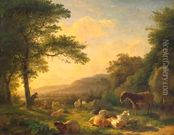 Landscape with a Flock of Sheep Oil Painting - Balthasar Paul Ommeganck