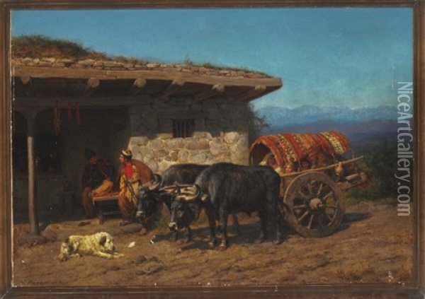 Summer Day In The Country In Caucasus Oil Painting - Konstantin Nikolaevich Filippov