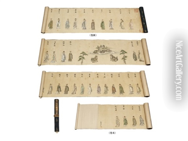 A Scroll Of Genjyou-no-shoji Oil Painting - Hidenobu Kano