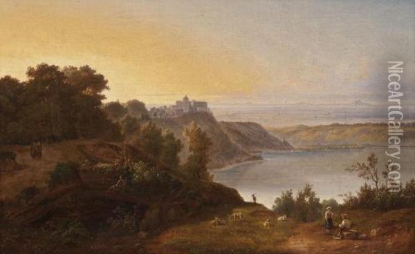 Lake Nemi Oil Painting - Jacob Philipp Hackert