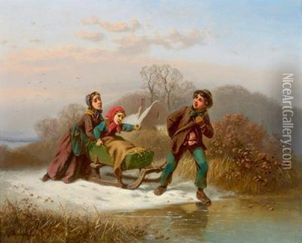 Wintervergnugen Oil Painting - Ferdinand Marohn