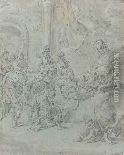 Soldiers entreating an oriental ruler Oil Painting - Leonaert Bramer