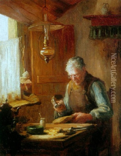 The Cobbler Oil Painting - Anton Heinrich Dieffenbach