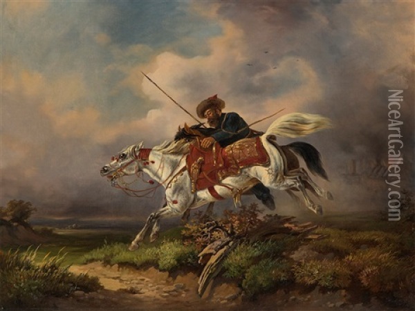 Horse Scene Oil Painting - Albrecht Adam
